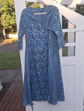 Blue Patterned Wrap Maxi Dress